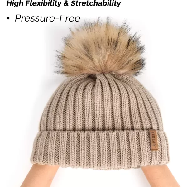 FURTALK Womens Winter Beanie Hat Fleece Lined Faux Fur Pom Pom Knitted Warm Beanie for Women