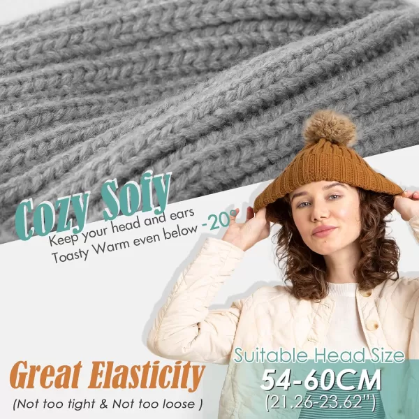 FURTALK Womens Winter Beanie Hat Satin Lined Faux Fur Pom Pom Beanies Hat for Women Winter Warm Knit Hats