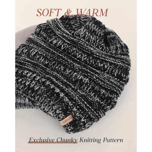 FURTALK Womens Winter Hat Fleece Lined Slouchy Beanie for Women Knitted Winter Pom Pom Hats with Double Lined