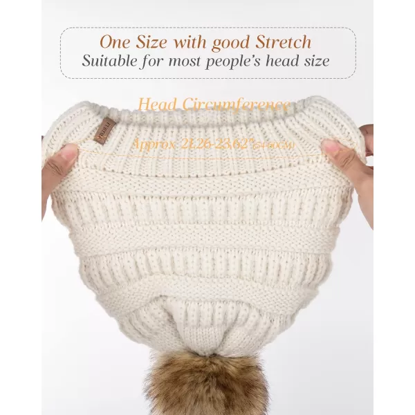 FURTALK Womens Winter Hat Fleece Lined Slouchy Beanie for Women Knitted Winter Pom Pom Hats with Double Lined