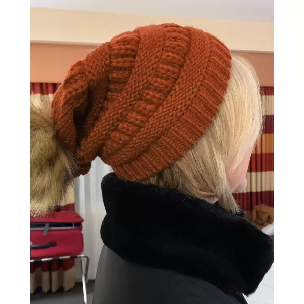 FURTALK Womens Winter Hat Fleece Lined Slouchy Beanie for Women Knitted Winter Pom Pom Hats with Double Lined