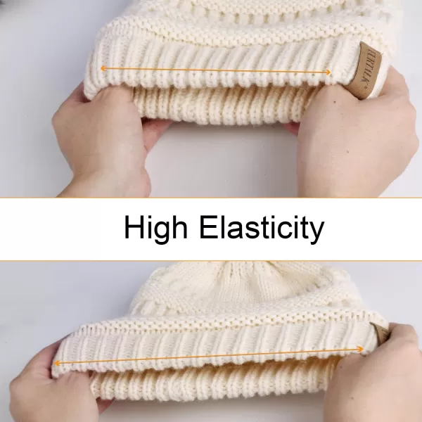 FURTALK Womens Winter Hat Fleece Lined Slouchy Beanie for Women Knitted Winter Pom Pom Hats with Double Lined