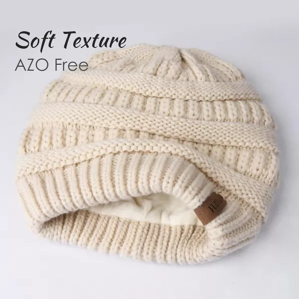 FURTALK Womens Winter Hat Fleece Lined Slouchy Beanie for Women Knitted Winter Pom Pom Hats with Double Lined