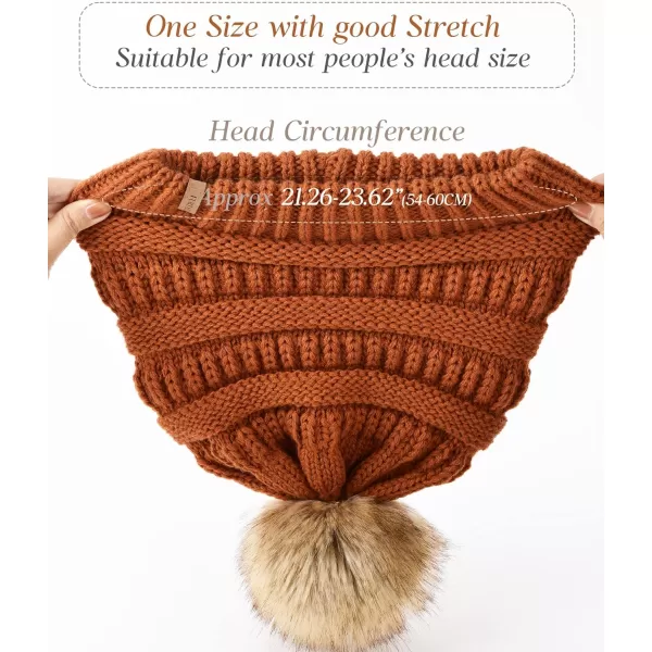 FURTALK Womens Winter Hat Fleece Lined Slouchy Beanie for Women Knitted Winter Pom Pom Hats with Double Lined