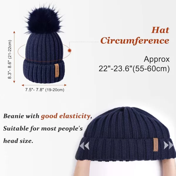 FURTALK Womens Winter Knitted Beanie Hat with Faux Fur Pom 2 Packs Warm Knit Skull Cap Beanie for Women…