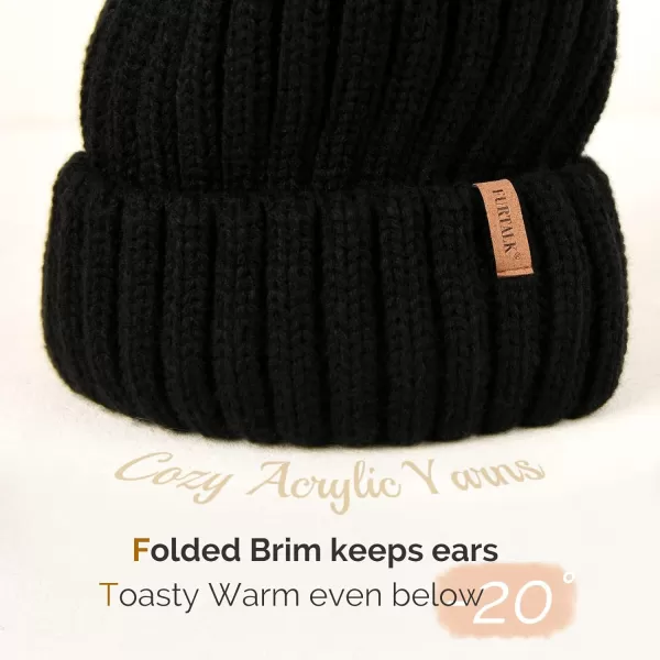 FURTALK Womens Winter Knitted Beanie Hat with Faux Fur Pom 2 Packs Warm Knit Skull Cap Beanie for Women…