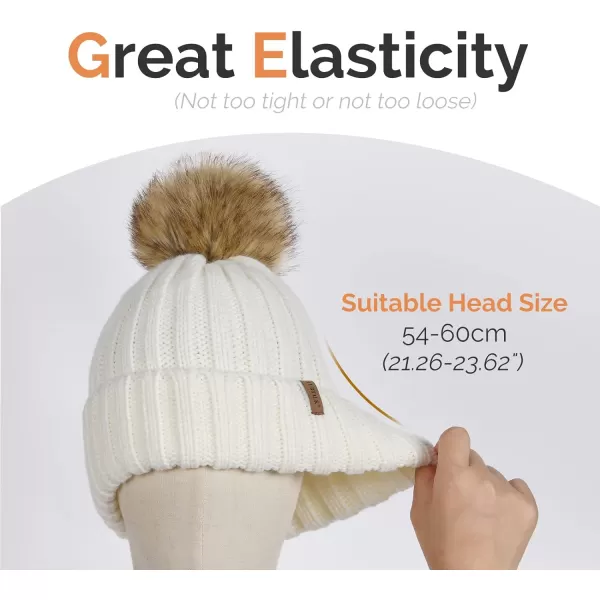 FURTALK Womens Winter Knitted Beanie Hat with Faux Fur Pom 2 Packs Warm Knit Skull Cap Beanie for Women…