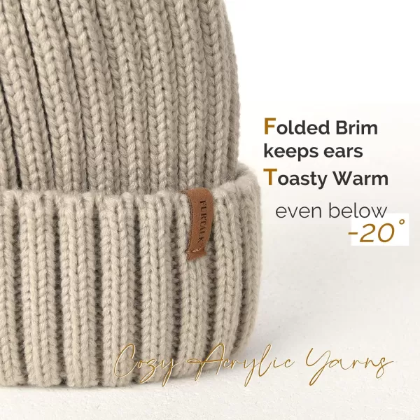 FURTALK Womens Winter Knitted Beanie Hat with Faux Fur Pom Warm Knit Skull Cap Beanie for Women…