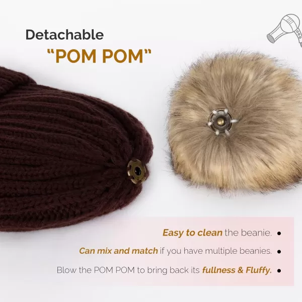 FURTALK Womens Winter Knitted Beanie Hat with Faux Fur Pom Warm Knit Skull Cap Beanie for Women…
