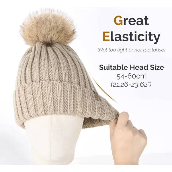 FURTALK Womens Winter Knitted Beanie Hat with Faux Fur Pom Warm Knit Skull Cap Beanie for Women…