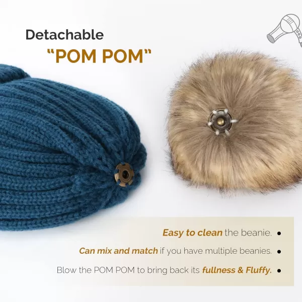 FURTALK Womens Winter Knitted Beanie Hat with Faux Fur Pom Warm Knit Skull Cap Beanie for Women…