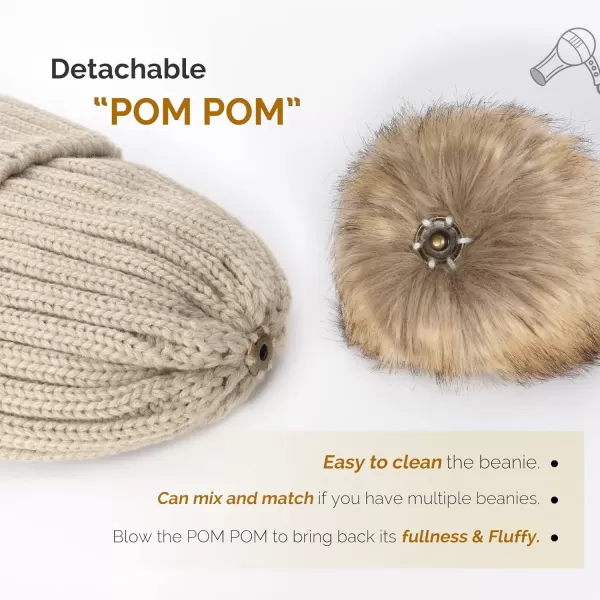 FURTALK Womens Winter Knitted Beanie Hat with Faux Fur Pom Warm Knit Skull Cap Beanie for Women…