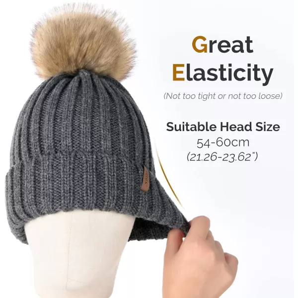 FURTALK Womens Winter Knitted Beanie Hat with Faux Fur Pom Warm Knit Skull Cap Beanie for Women…