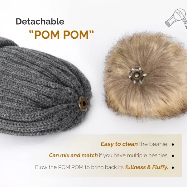 FURTALK Womens Winter Knitted Beanie Hat with Faux Fur Pom Warm Knit Skull Cap Beanie for Women…