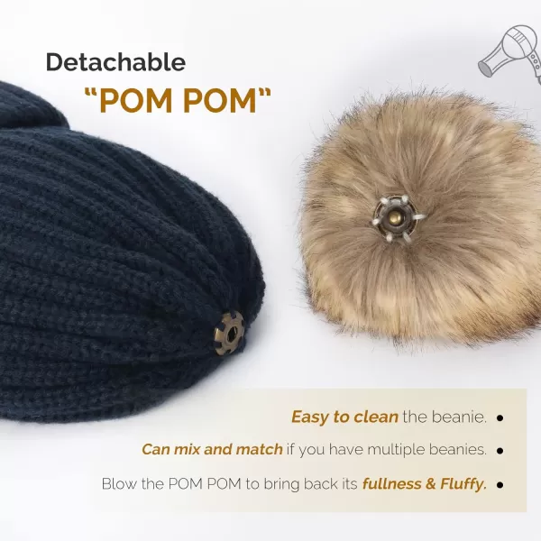 FURTALK Womens Winter Knitted Beanie Hat with Faux Fur Pom Warm Knit Skull Cap Beanie for Women…