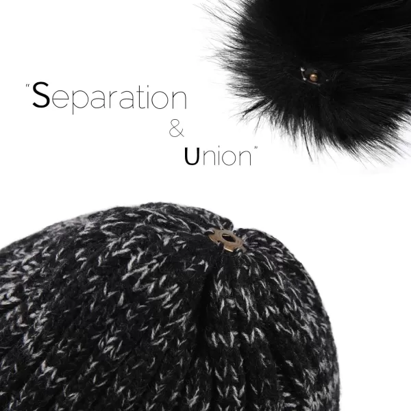 FURTALK Womens Winter Knitted Beanie Hat with Faux Fur Pom Warm Knit Skull Cap Beanie for Women…