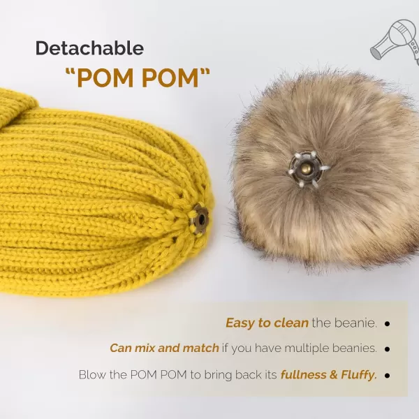 FURTALK Womens Winter Knitted Beanie Hat with Faux Fur Pom Warm Knit Skull Cap Beanie for Women…