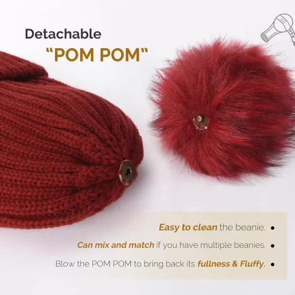 FURTALK Womens Winter Knitted Beanie Hat with Faux Fur Pom Warm Knit Skull Cap Beanie for Women…