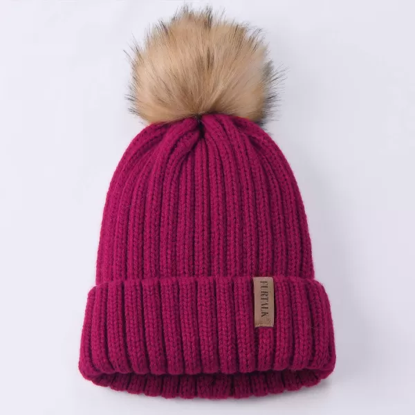 FURTALK Womens Winter Knitted Beanie Hat with Faux Fur Pom Warm Knit Skull Cap Beanie for Women…