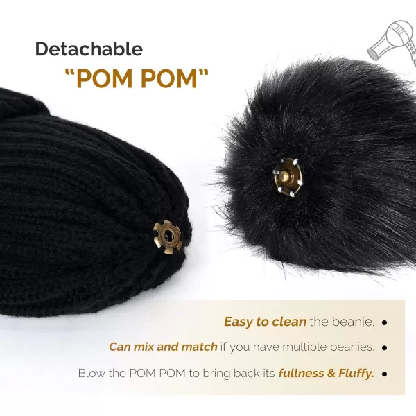 FURTALK Womens Winter Knitted Beanie Hat with Faux Fur Pom Warm Knit Skull Cap Beanie for Women…