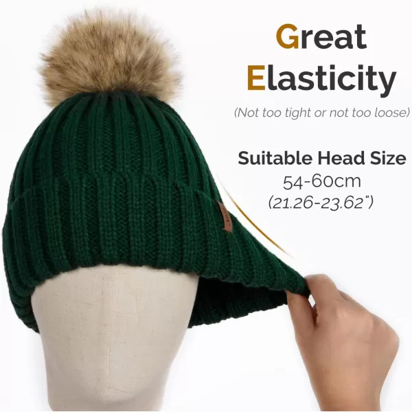 FURTALK Womens Winter Knitted Beanie Hat with Faux Fur Pom Warm Knit Skull Cap Beanie for Women…