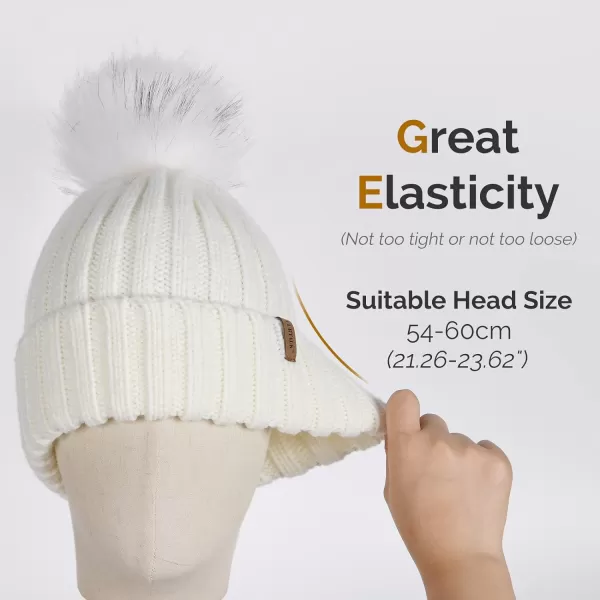 FURTALK Womens Winter Knitted Beanie Hat with Faux Fur Pom Warm Knit Skull Cap Beanie for Women…