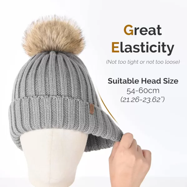 FURTALK Womens Winter Knitted Beanie Hat with Faux Fur Pom Warm Knit Skull Cap Beanie for Women…