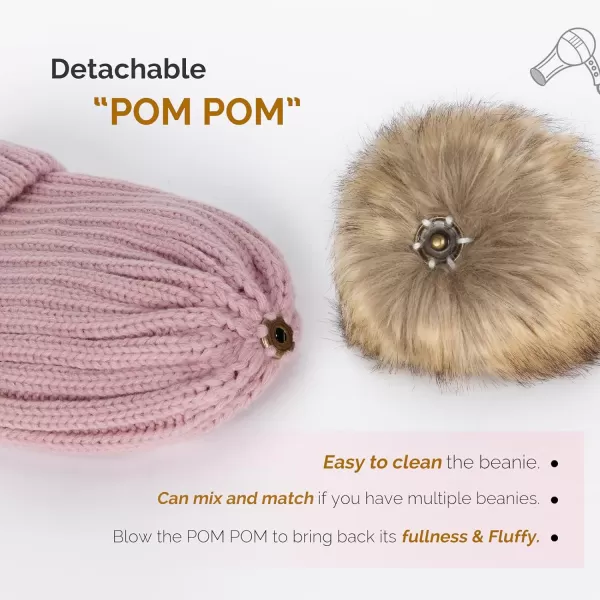 FURTALK Womens Winter Knitted Beanie Hat with Faux Fur Pom Warm Knit Skull Cap Beanie for Women…