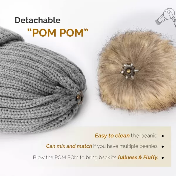 FURTALK Womens Winter Knitted Beanie Hat with Faux Fur Pom Warm Knit Skull Cap Beanie for Women…