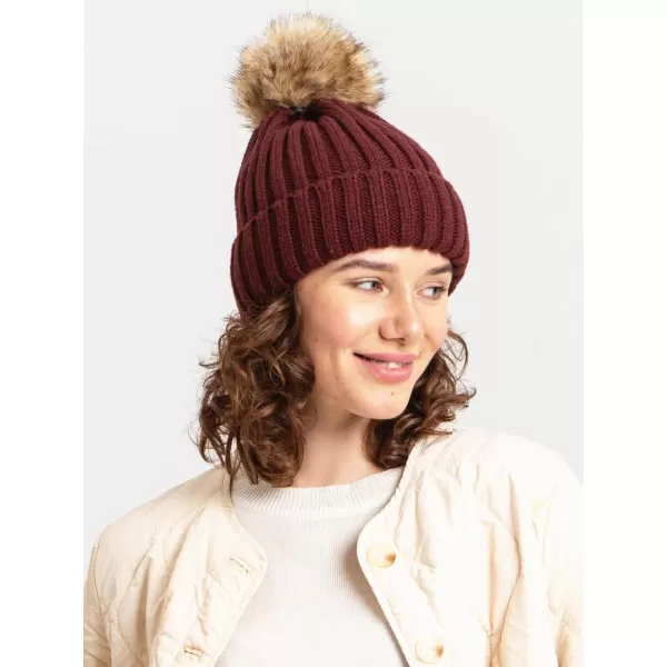 FURTALK Womens Winter Knitted Beanie Hat with Faux Fur Pom Warm Knit Skull Cap Beanie for Women…