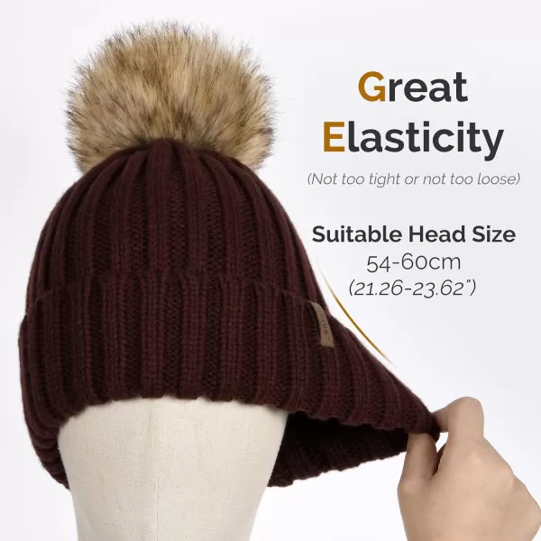 FURTALK Womens Winter Knitted Beanie Hat with Faux Fur Pom Warm Knit Skull Cap Beanie for Women…