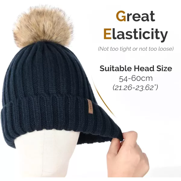 FURTALK Womens Winter Knitted Beanie Hat with Faux Fur Pom Warm Knit Skull Cap Beanie for Women…
