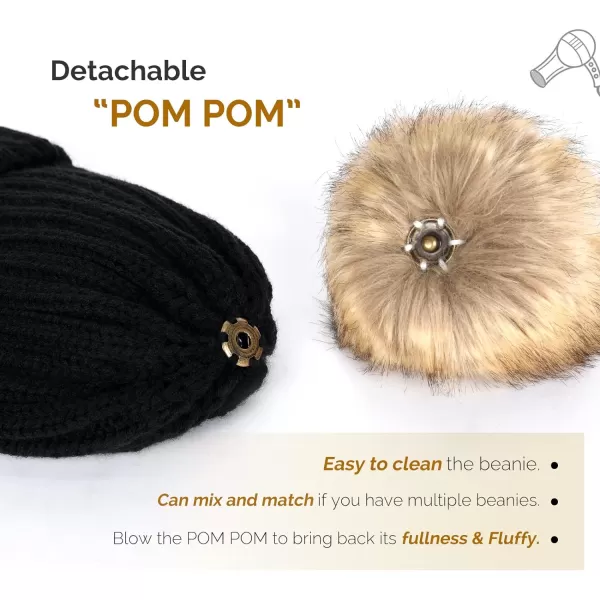 FURTALK Womens Winter Knitted Beanie Hat with Faux Fur Pom Warm Knit Skull Cap Beanie for Women…