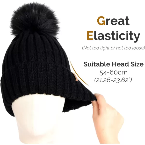 FURTALK Womens Winter Knitted Beanie Hat with Faux Fur Pom Warm Knit Skull Cap Beanie for Women…