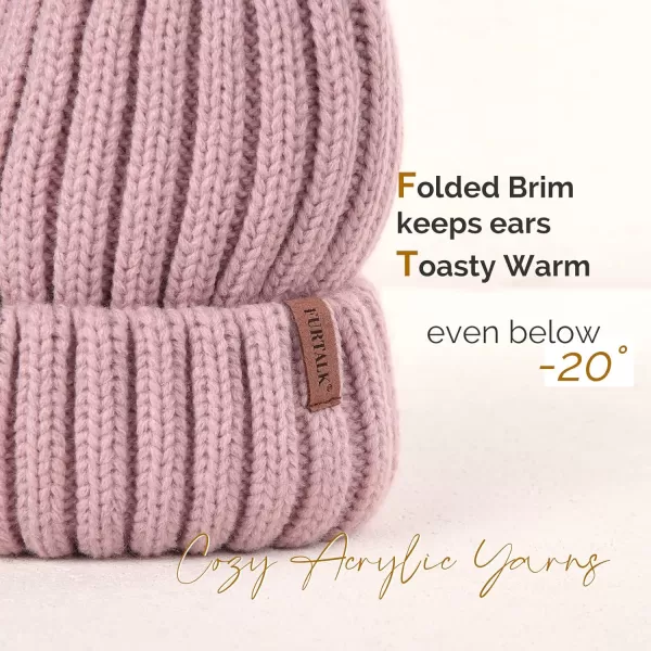 FURTALK Womens Winter Knitted Beanie Hat with Faux Fur Pom Warm Knit Skull Cap Beanie for Women…