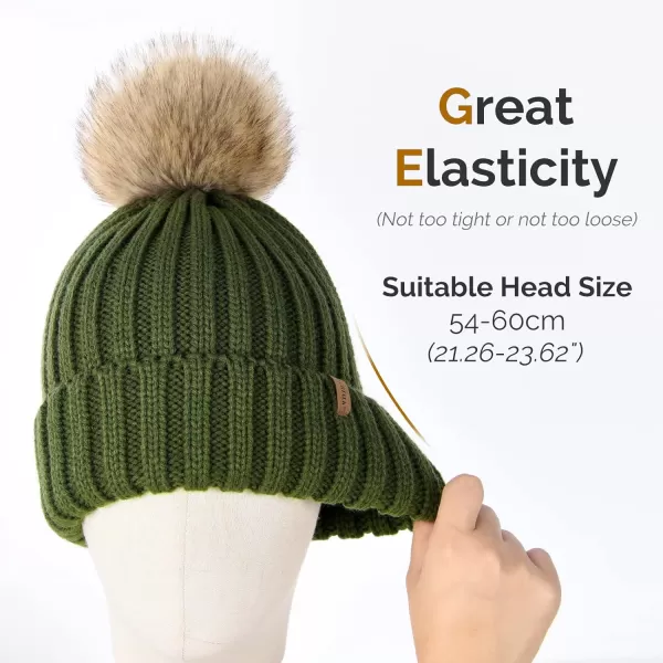 FURTALK Womens Winter Knitted Beanie Hat with Faux Fur Pom Warm Knit Skull Cap Beanie for Women…
