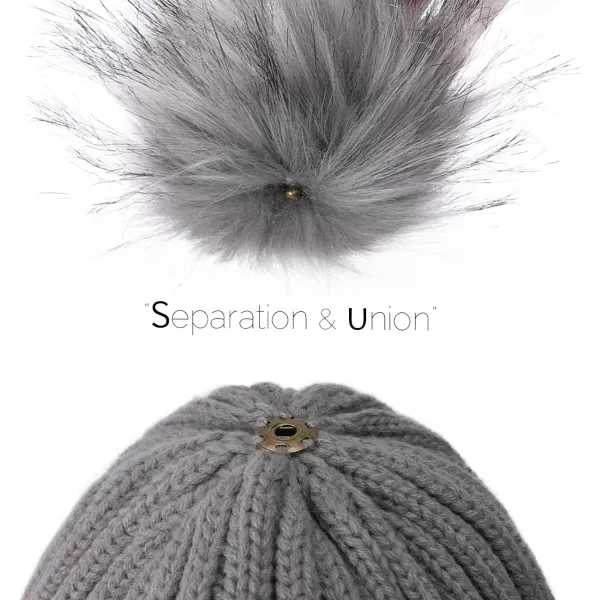 FURTALK Womens Winter Knitted Beanie Hat with Faux Fur Pom Warm Knit Skull Cap Beanie for Women…
