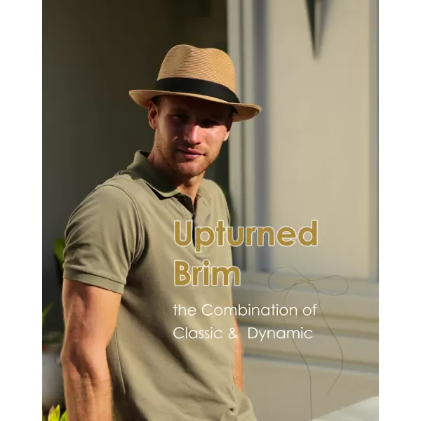 Straw Fedora Sun Hats for Women Men Summer Sun Beach Hat Packable Short Brim Roll Up Straw Panama Fedora Hat