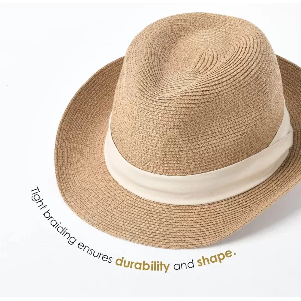 Straw Fedora Sun Hats for Women Men Summer Sun Beach Hat Packable Short Brim Roll Up Straw Panama Fedora Hat