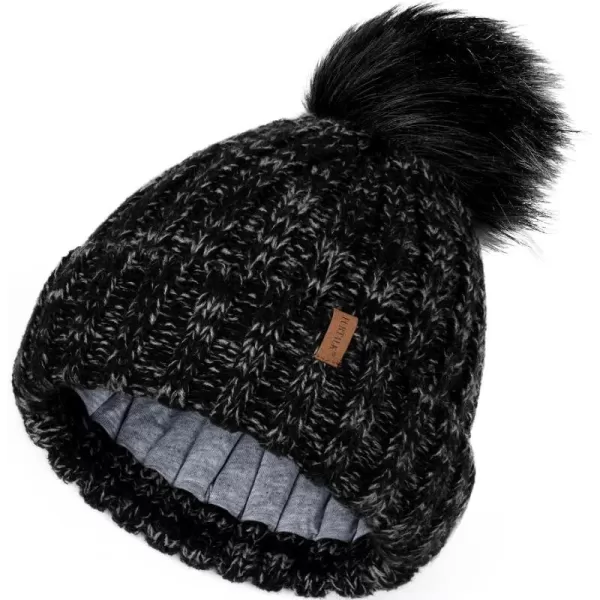 FURTALK Kids Winter Hat Toddler Knitted Pom Beanie Hat Cotton Lined Faux Fur Pom Pom Cap Baby Girls Boys Beanies