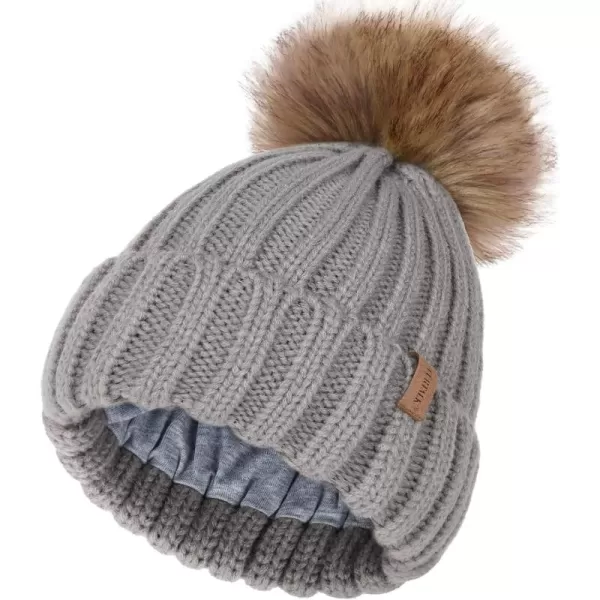 FURTALK Kids Winter Hat Toddler Knitted Pom Beanie Hat Cotton Lined Faux Fur Pom Pom Cap Baby Girls Boys Beanies