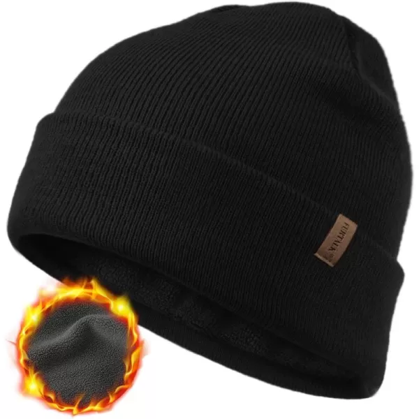 FURTALK Mens Beanie Fleece Lined Winter Hats Double Layered Stylish Knited Cuffed Plain Hat