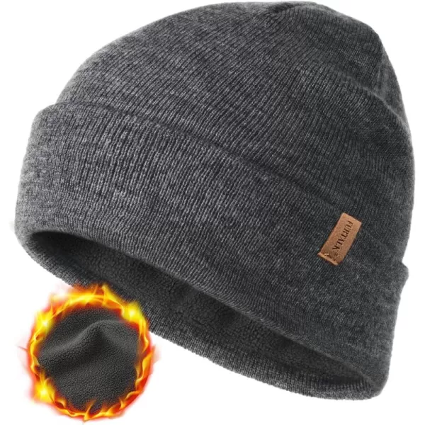 FURTALK Mens Beanie Fleece Lined Winter Hats Double Layered Stylish Knited Cuffed Plain Hat
