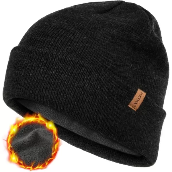 FURTALK Mens Beanie Fleece Lined Winter Hats Double Layered Stylish Knited Cuffed Plain Hat