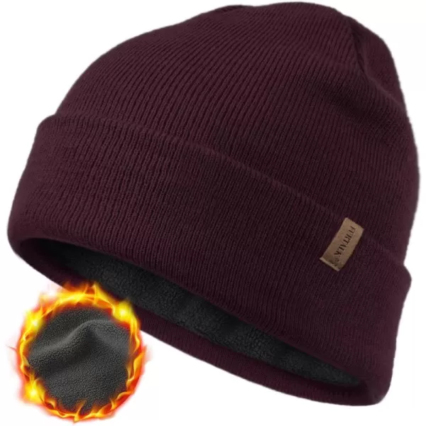 FURTALK Mens Beanie Fleece Lined Winter Hats Double Layered Stylish Knited Cuffed Plain Hat