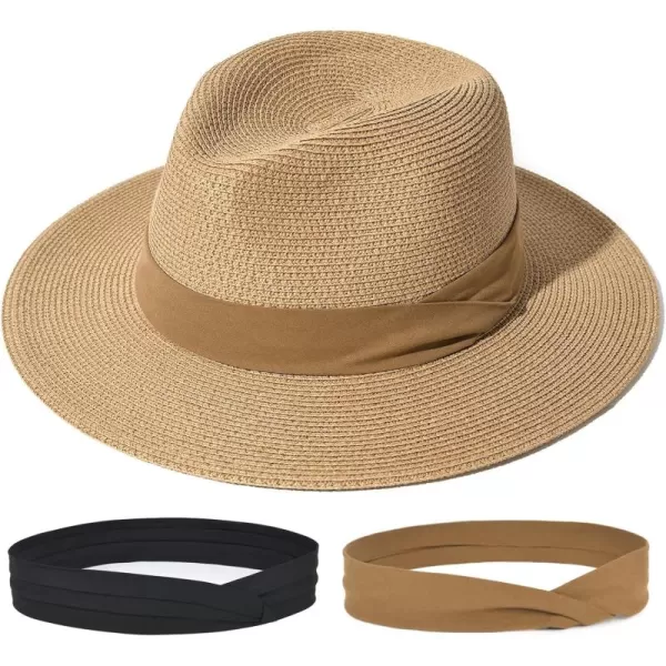FURTALK Panama Hat Sun Hats for Women Men Wide Brim Fedora Straw Beach Hat UV UPF 50
