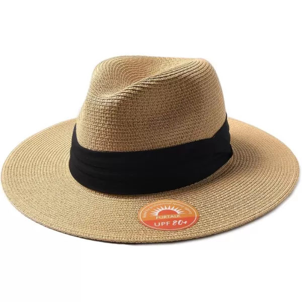FURTALK Panama Hat Sun Hats for Women Men Wide Brim Fedora Straw Beach Hat UV UPF 50