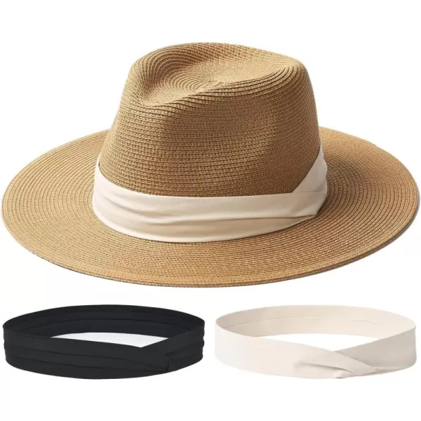 FURTALK Panama Hat Sun Hats for Women Men Wide Brim Fedora Straw Beach Hat UV UPF 50