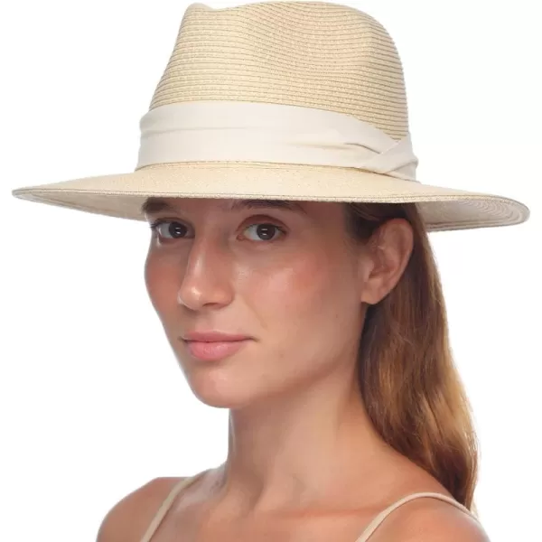 FURTALK Panama Hat Sun Hats for Women Men Wide Brim Fedora Straw Beach Hat UV UPF 50