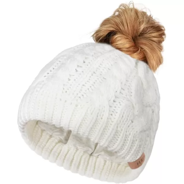FURTALK Ponytail Beanies for Women Messy Bun Winter Hat with Tail Hole Cotton Lined Knit Skull Beanie Outdoor Runner Cap
